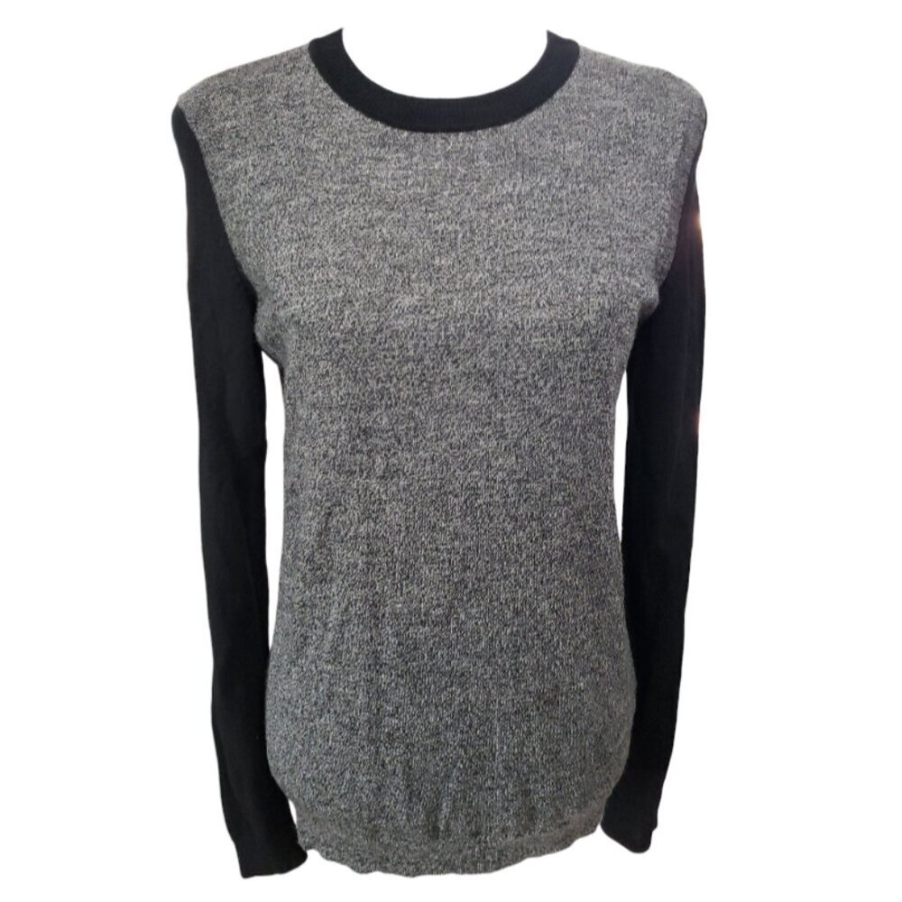 GAP Vintage Knit Black & Gray Scoop Neck Long Sleeve Blouse Large